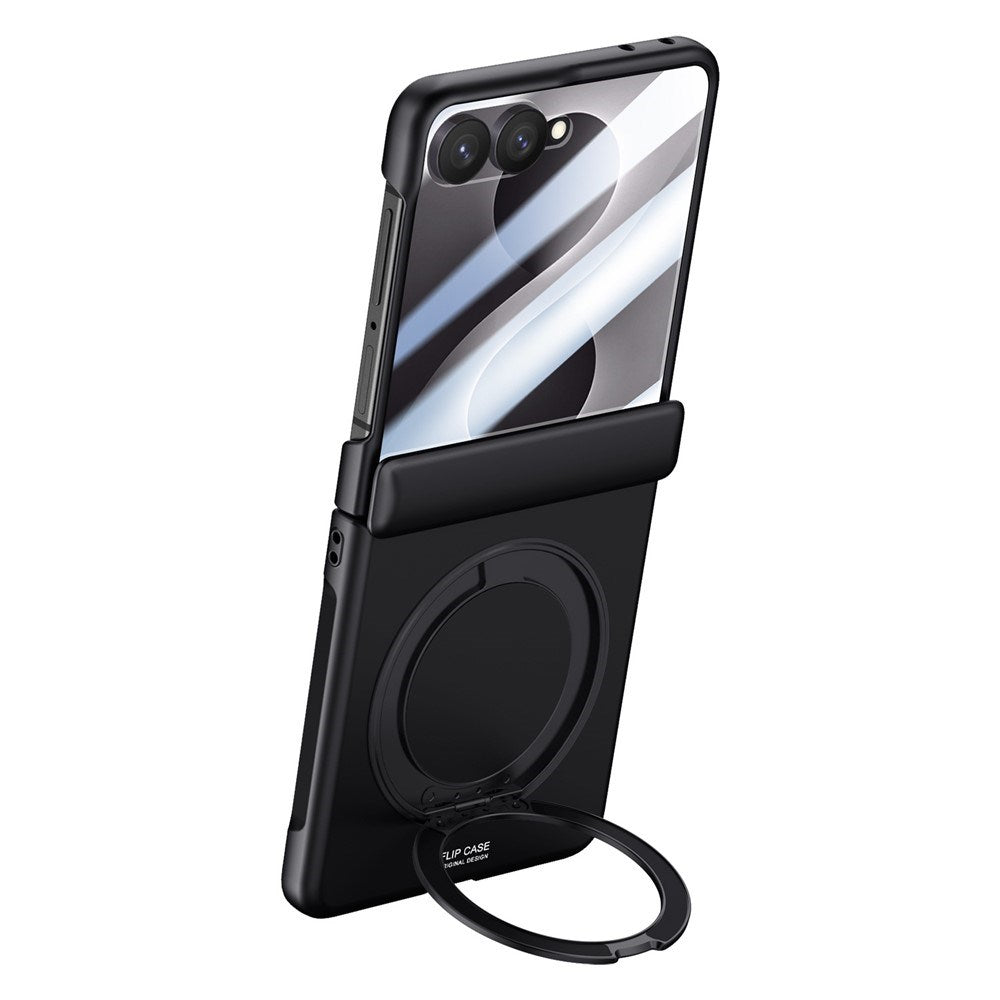 Samsung Galaxy Z Flip8 EIDERWOOD Cover - Indbygget Skærmbeskyttelse & Ståfunktion - Sort