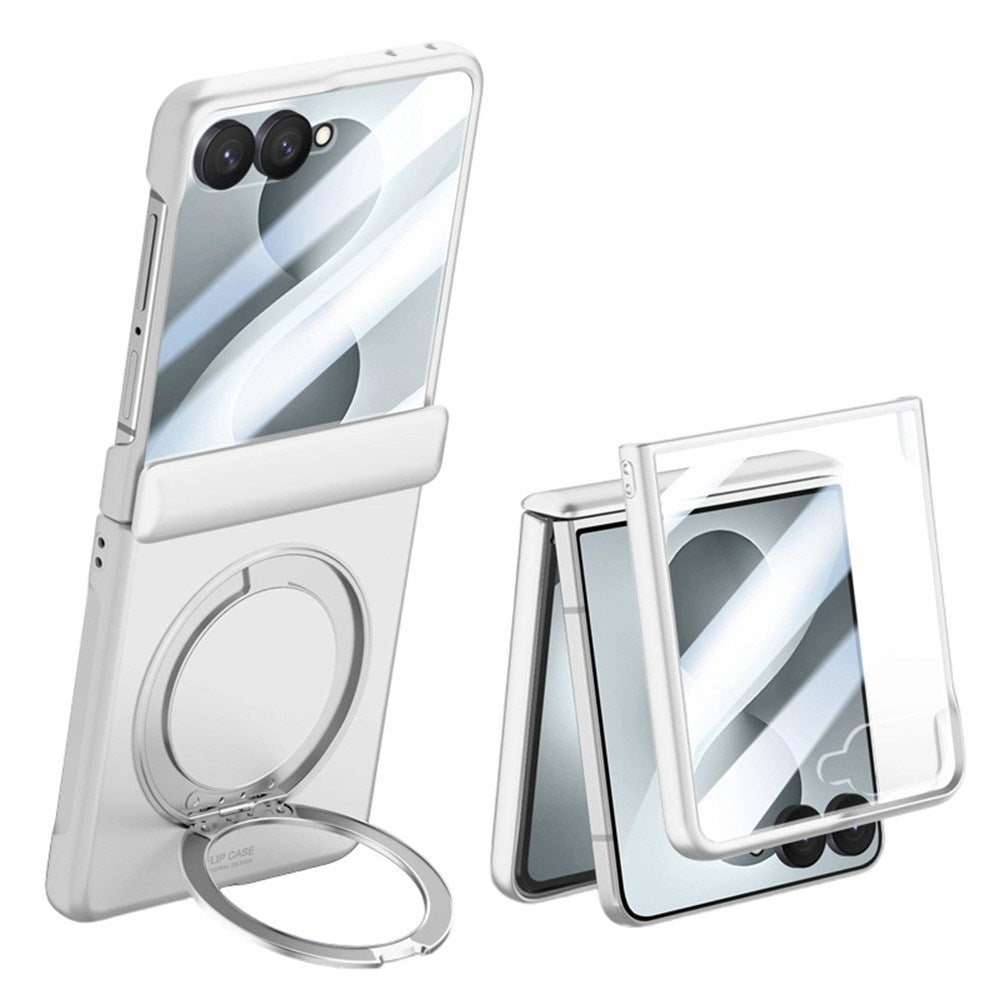 Samsung Galaxy Z Flip8 EIDERWOOD Cover - Indbygget Skærmbeskyttelse & Ståfunktion - Sølv