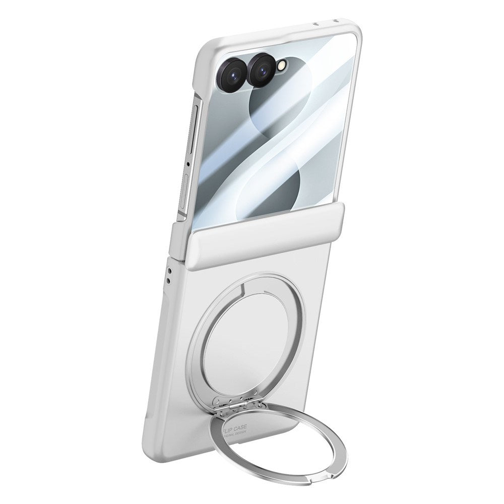 Samsung Galaxy Z Flip8 EIDERWOOD Cover - Indbygget Skærmbeskyttelse & Ståfunktion - Sølv