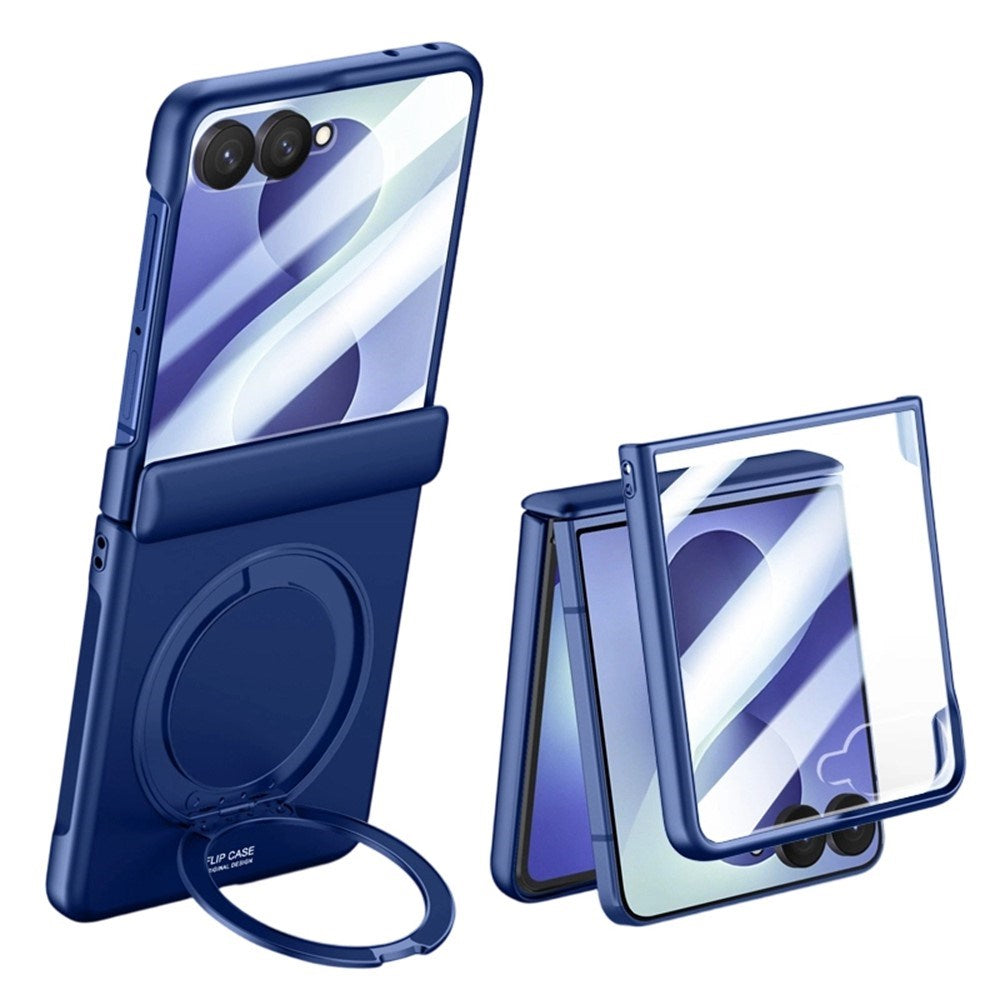 Samsung Galaxy Z Flip8 EIDERWOOD Cover - Indbygget Skærmbeskyttelse & Ståfunktion - Blå