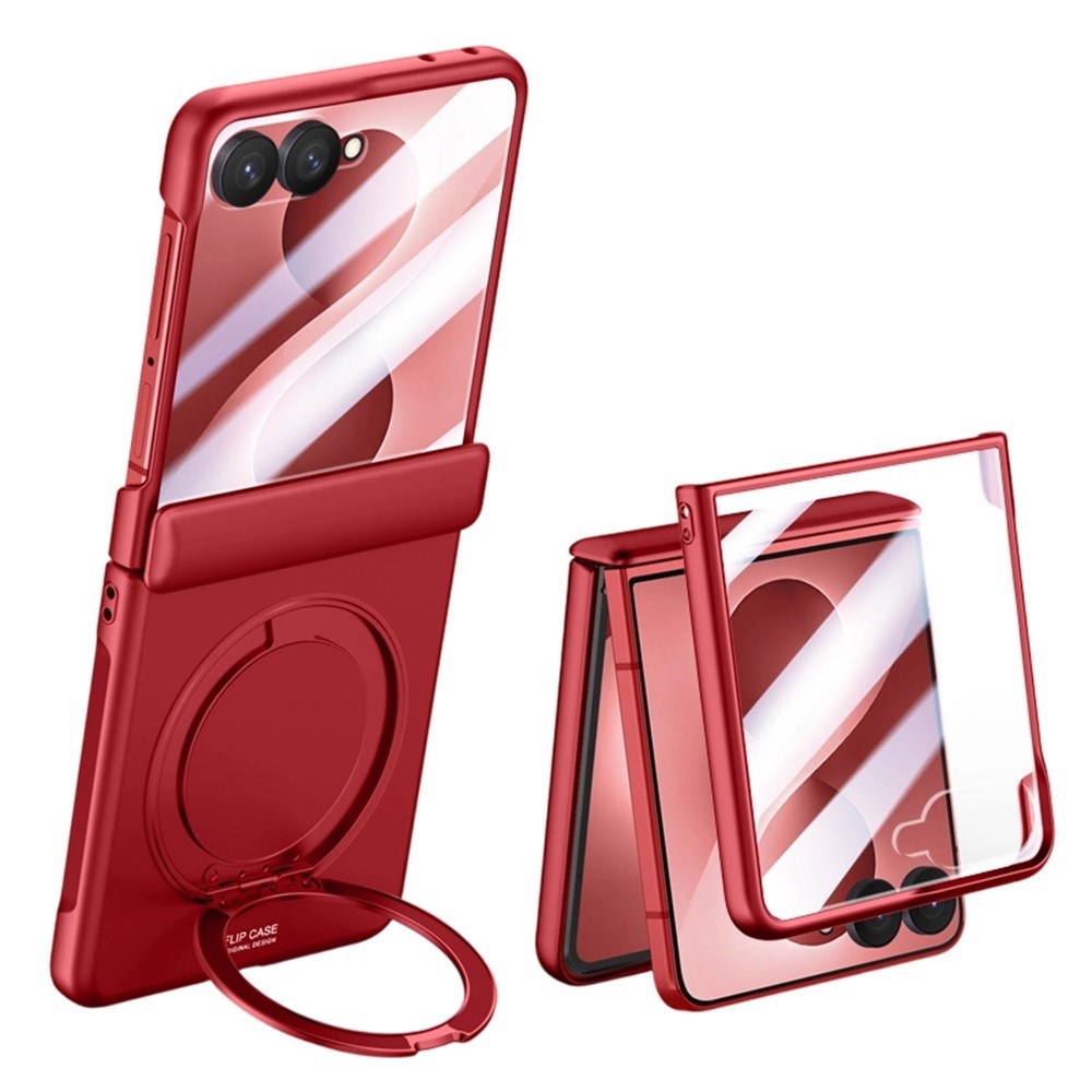 Samsung Galaxy Z Flip8 EIDERWOOD Cover - Indbygget Skærmbeskyttelse & Ståfunktion - Rød