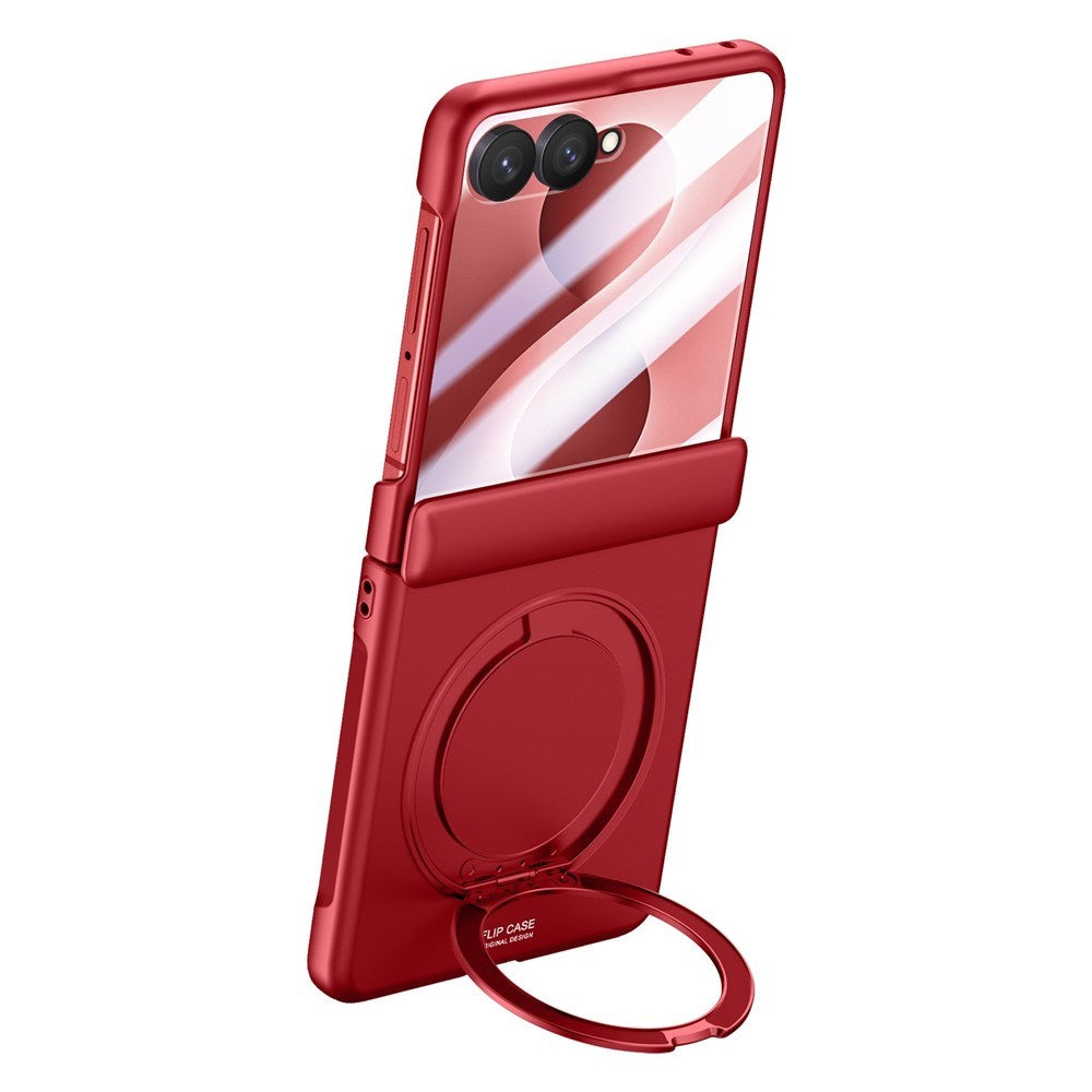 Samsung Galaxy Z Flip8 EIDERWOOD Cover - Indbygget Skærmbeskyttelse & Ståfunktion - Rød