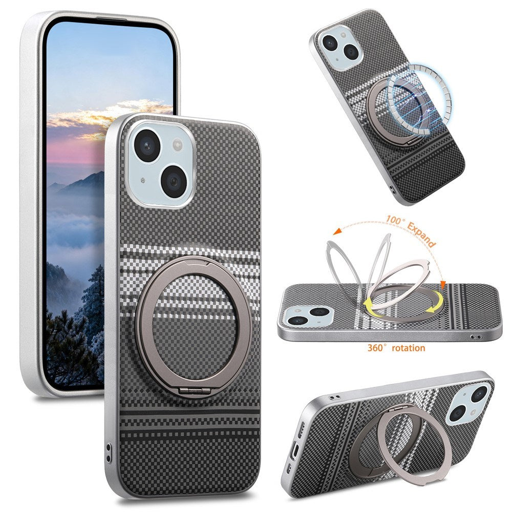 iPhone 14 / 13 EIDEROWOD Hybrid Plast Gradient Cover m. Roterende Kickstand - MagSafe Kompatibel - Sort