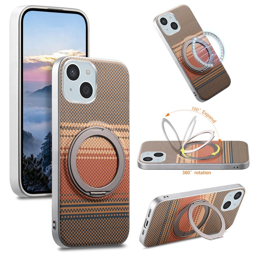 iPhone 14 / 13 EIDEROWOD Hybrid Plast Gradient Cover m. Roterende Kickstand - MagSafe Kompatibel - Brun