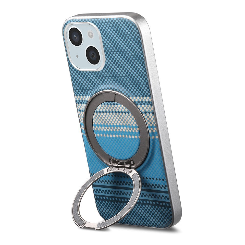 iPhone 14 / 13 EIDEROWOD Hybrid Plast Gradient Cover m. Roterende Kickstand - MagSafe Kompatibel - Blå