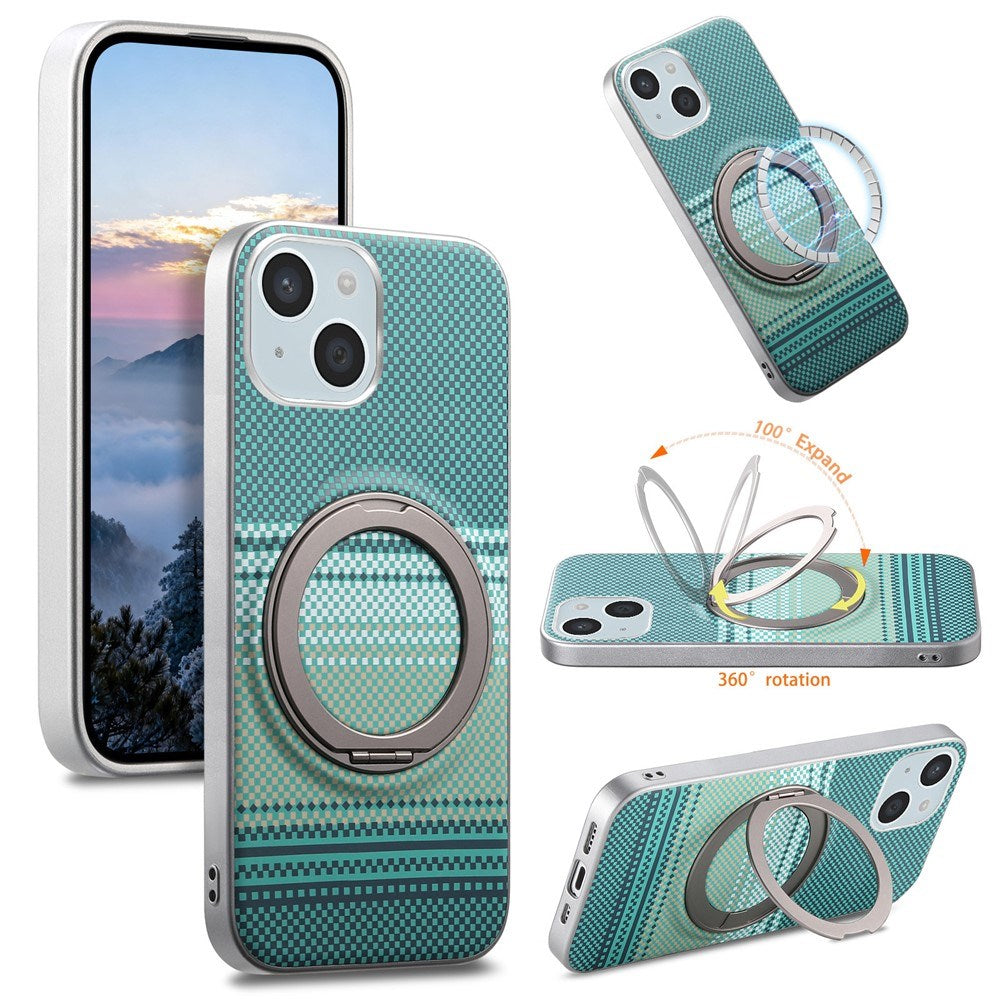 iPhone 14 / 13 EIDEROWOD Hybrid Plast Gradient Cover m. Roterende Kickstand - MagSafe Kompatibel - Grøn
