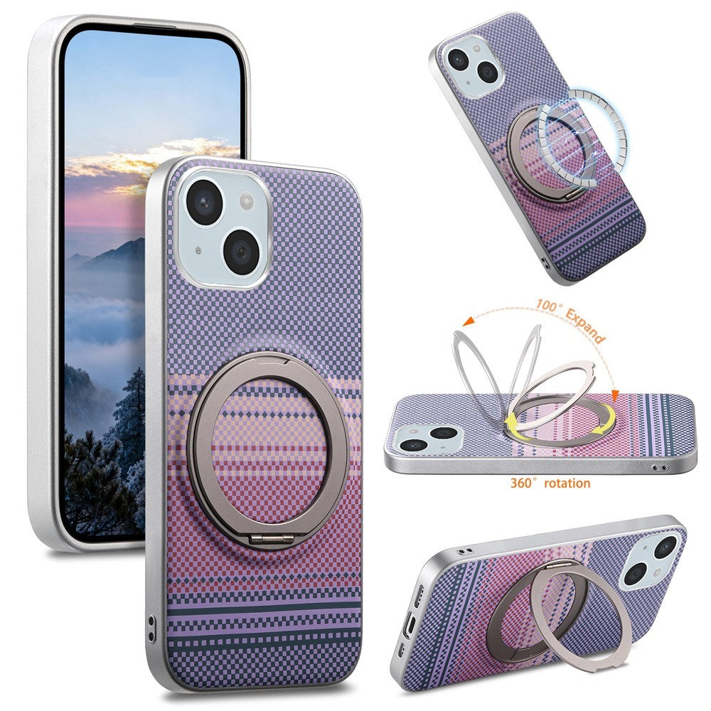 iPhone 14 / 13 EIDEROWOD Hybrid Plast Gradient Cover m. Roterende Kickstand - MagSafe Kompatibel - Lilla