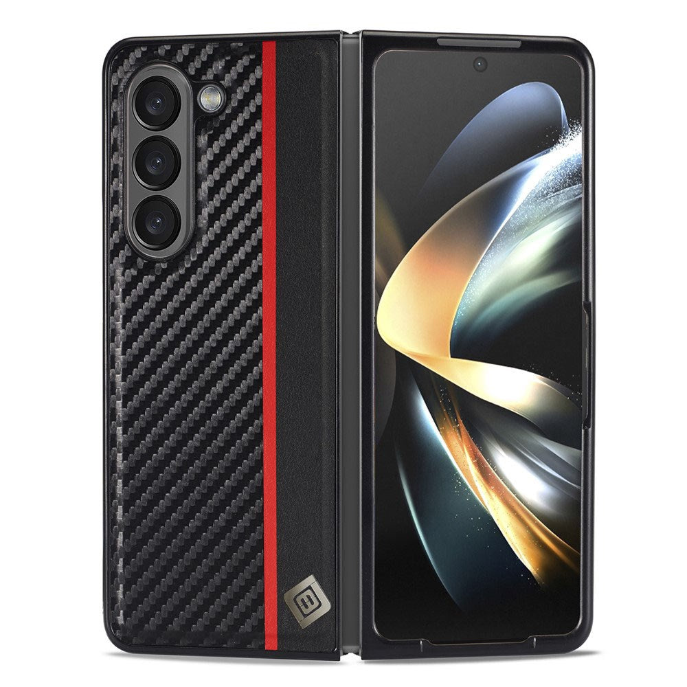 Samsung Galaxy Z Fold8 Ultra LC.IMEEKE Kunstlæder Cover m. Carbon Fiber - Sort
