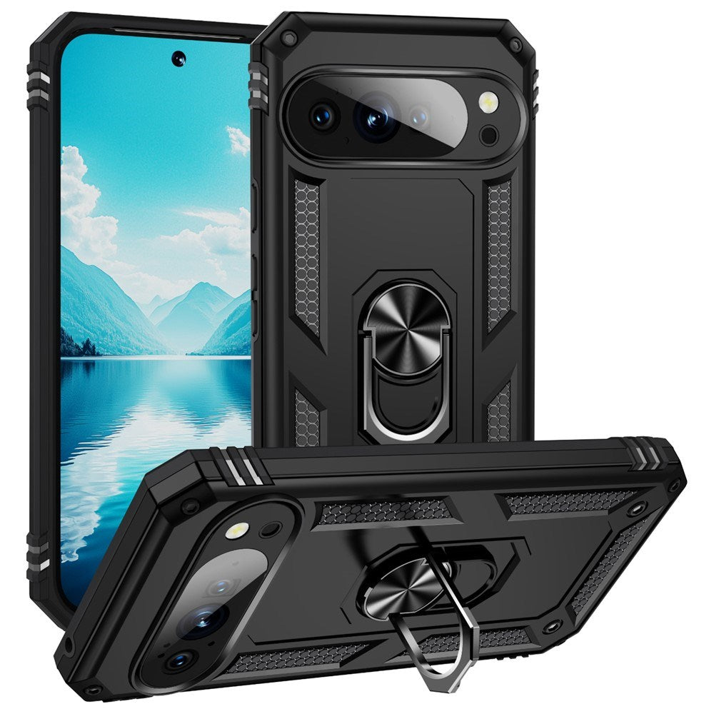 Google Pixel 11 / 11 Pro EIDERWOOD Håndværkercover m. 360 Roterbar Kickstand - Sort