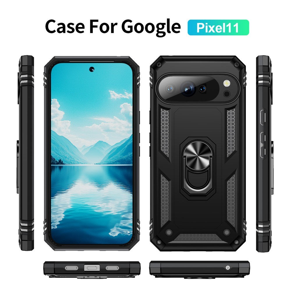 Google Pixel 11 / 11 Pro EIDERWOOD Håndværkercover m. 360 Roterbar Kickstand - Sort