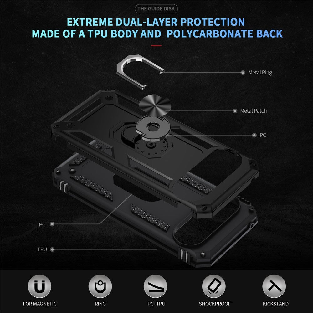 Google Pixel 11 / 11 Pro EIDERWOOD Håndværkercover m. 360 Roterbar Kickstand - Sort