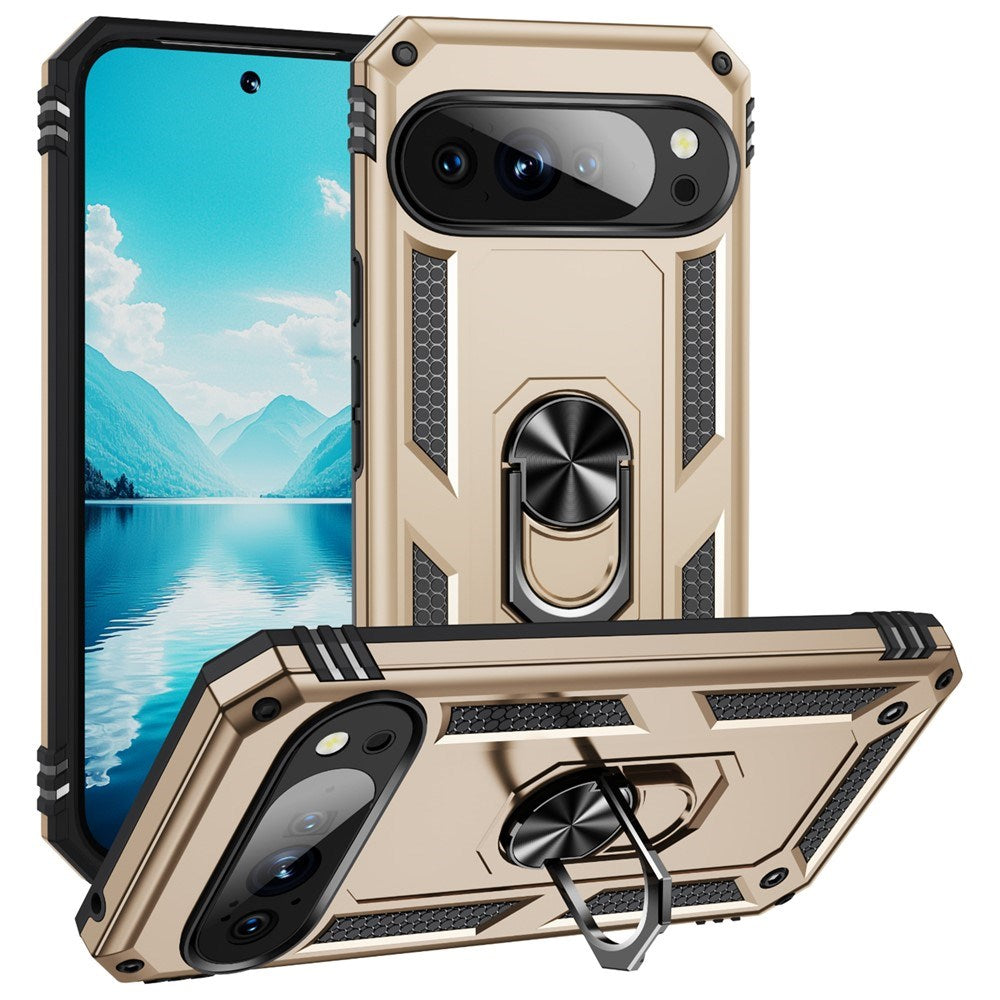 Google Pixel 11 / 11 Pro EIDERWOOD Håndværkercover m. 360 Roterbar Kickstand - Guld