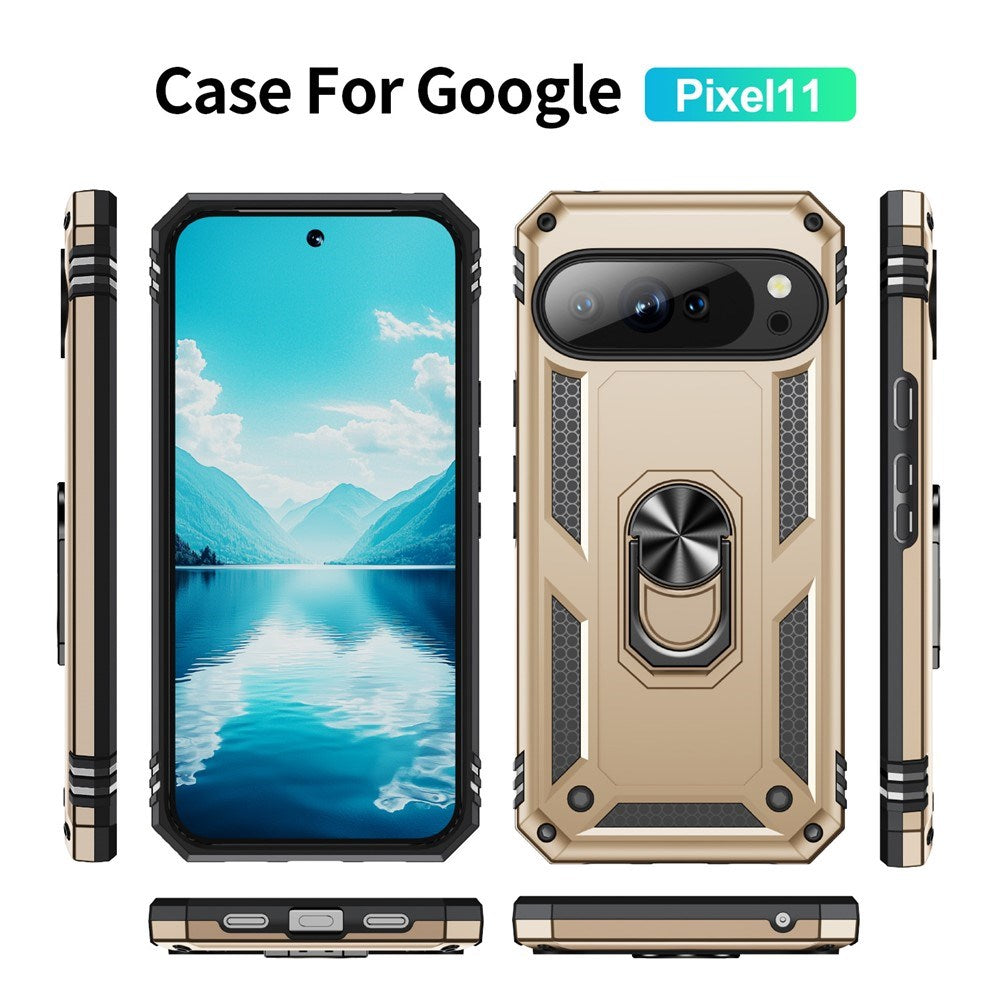 Google Pixel 11 / 11 Pro EIDERWOOD Håndværkercover m. 360 Roterbar Kickstand - Guld