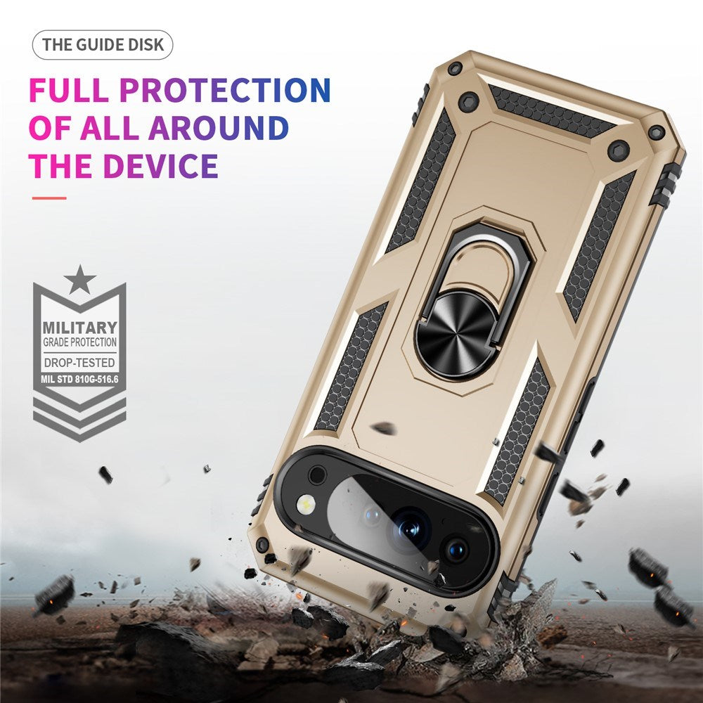 Google Pixel 11 / 11 Pro EIDERWOOD Håndværkercover m. 360 Roterbar Kickstand - Guld