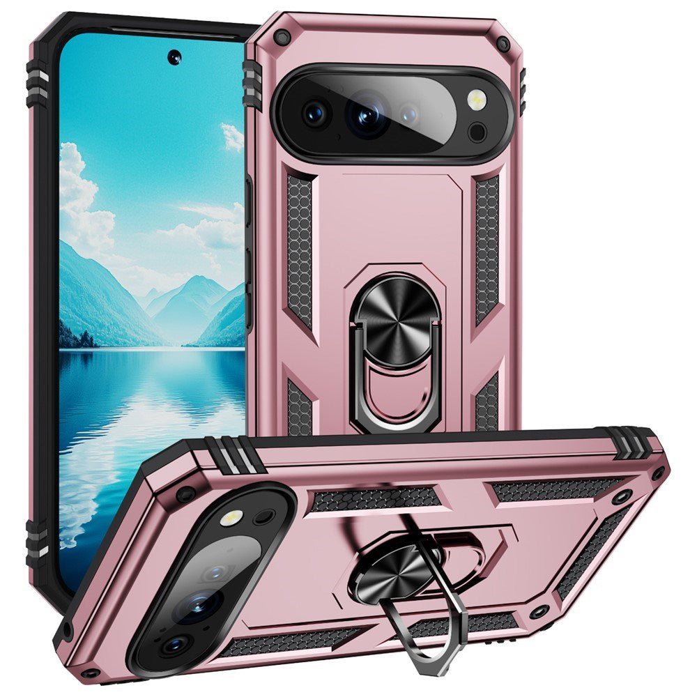 Google Pixel 11 / 11 Pro EIDERWOOD Håndværkercover m. 360 Roterbar Kickstand - Rose Gold