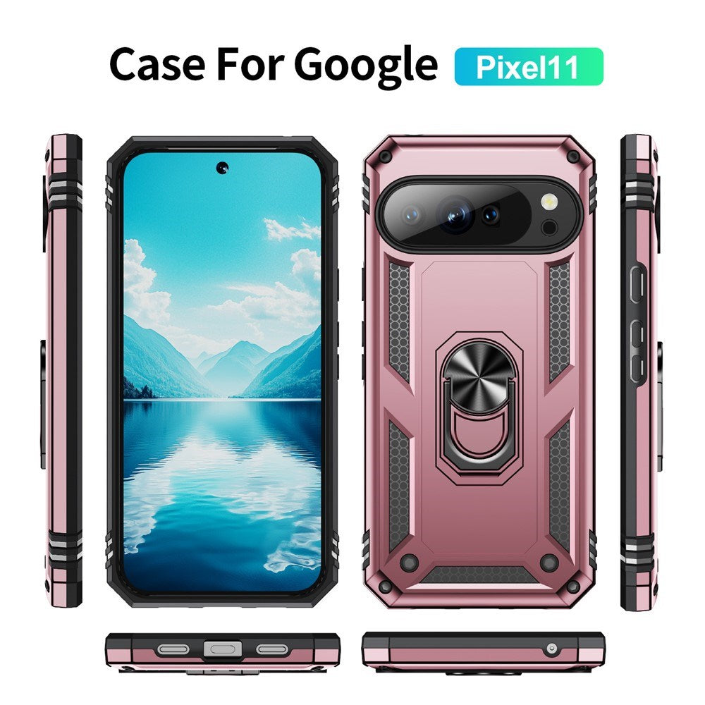 Google Pixel 11 / 11 Pro EIDERWOOD Håndværkercover m. 360 Roterbar Kickstand - Rose Gold
