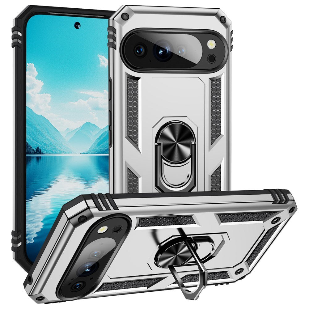 Google Pixel 11 / 11 Pro EIDERWOOD Håndværkercover m. 360 Roterbar Kickstand - Sølv