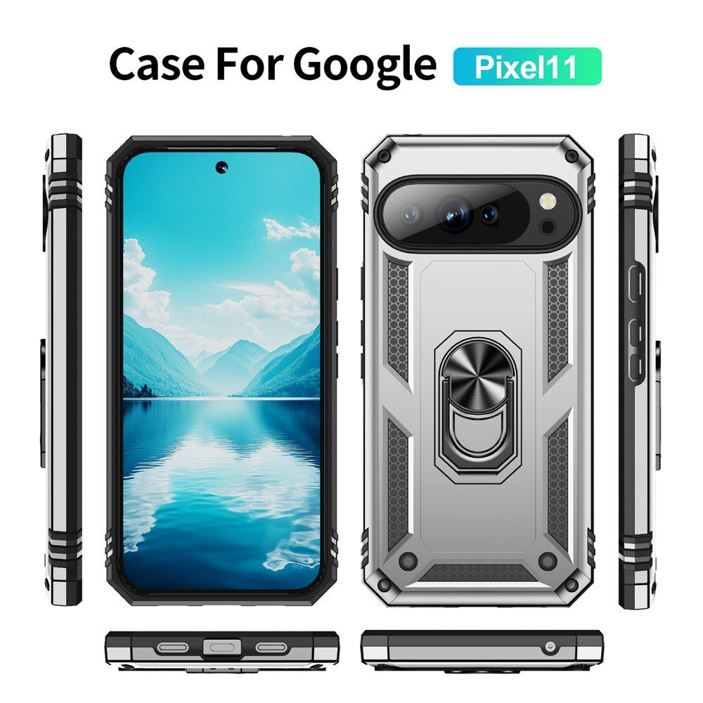 Google Pixel 11 / 11 Pro EIDERWOOD Håndværkercover m. 360 Roterbar Kickstand - Sølv