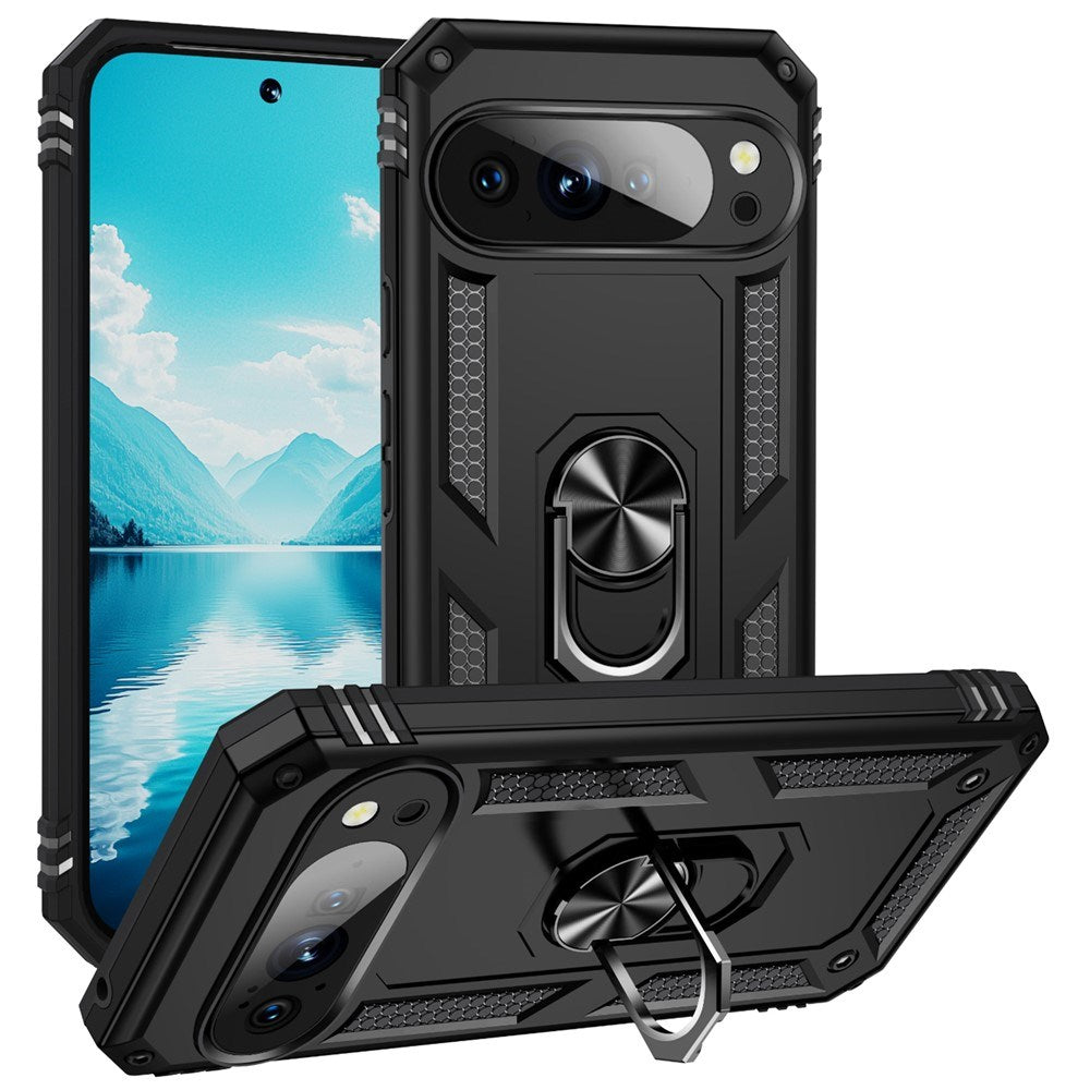 Google Pixel 11 Pro XL EIDERWOOD Håndværkercover m. 360 Roterbar Kickstand - Sort