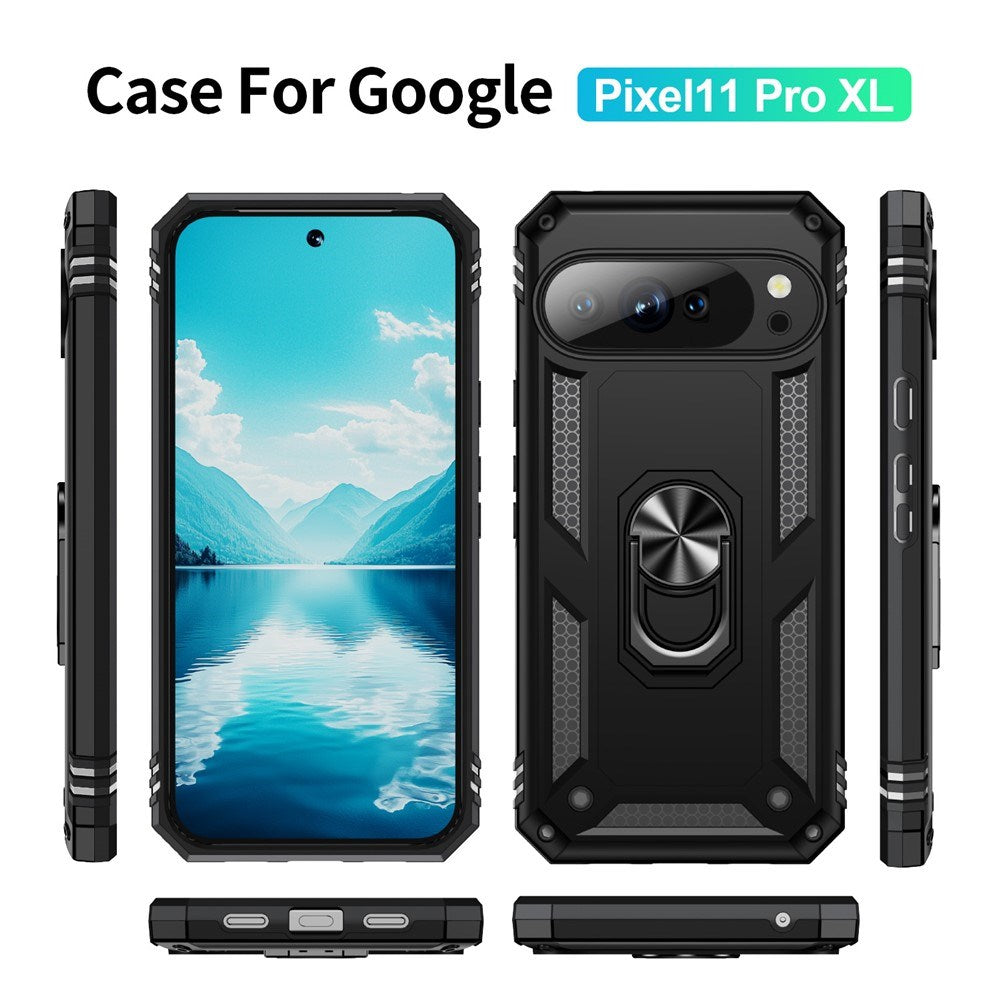 Google Pixel 11 Pro XL EIDERWOOD Håndværkercover m. 360 Roterbar Kickstand - Sort