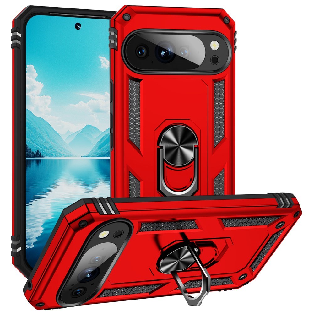 Google Pixel 11 Pro XL EIDERWOOD Håndværkercover m. 360 Roterbar Kickstand - Red