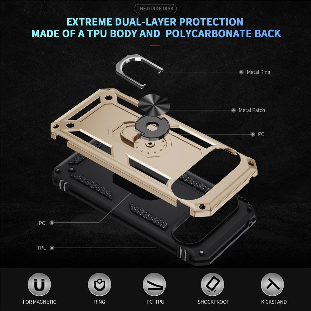 Google Pixel 11 Pro XL EIDERWOOD Håndværkercover m. 360 Roterbar Kickstand - Guld