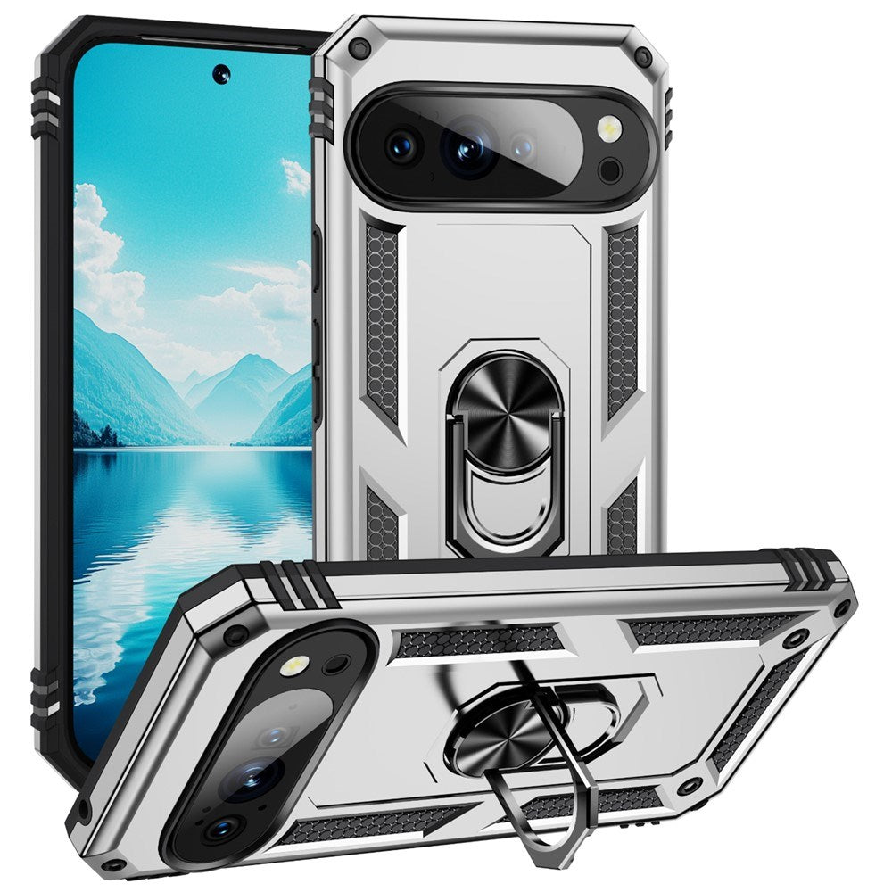 Google Pixel 11 Pro XL EIDERWOOD Håndværkercover m. 360 Roterbar Kickstand - Sølv