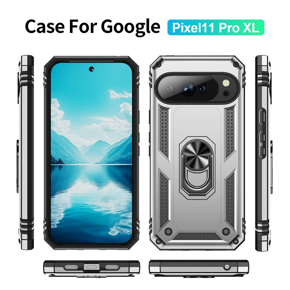 Google Pixel 11 Pro XL EIDERWOOD Håndværkercover m. 360 Roterbar Kickstand - Sølv