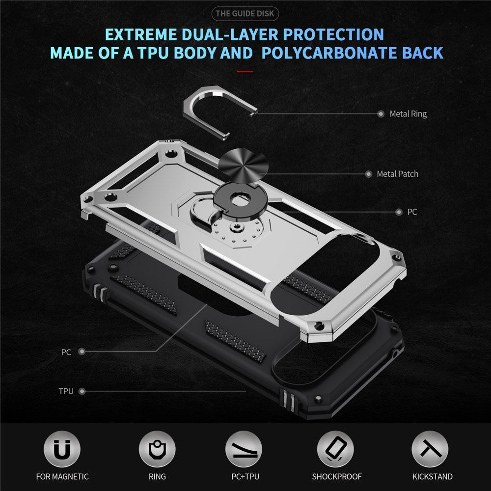 Google Pixel 11 Pro XL EIDERWOOD Håndværkercover m. 360 Roterbar Kickstand - Sølv