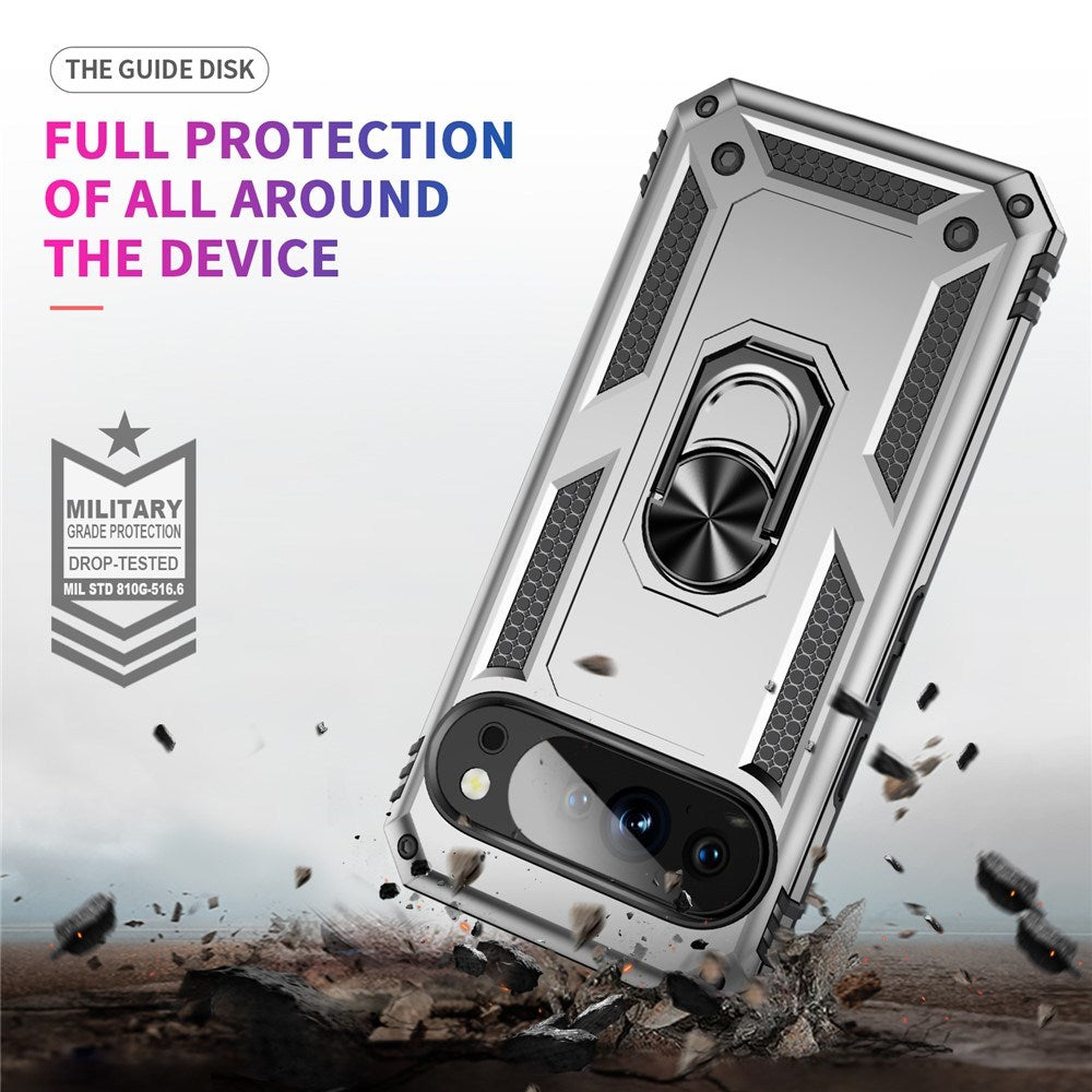 Google Pixel 11 Pro XL EIDERWOOD Håndværkercover m. 360 Roterbar Kickstand - Sølv