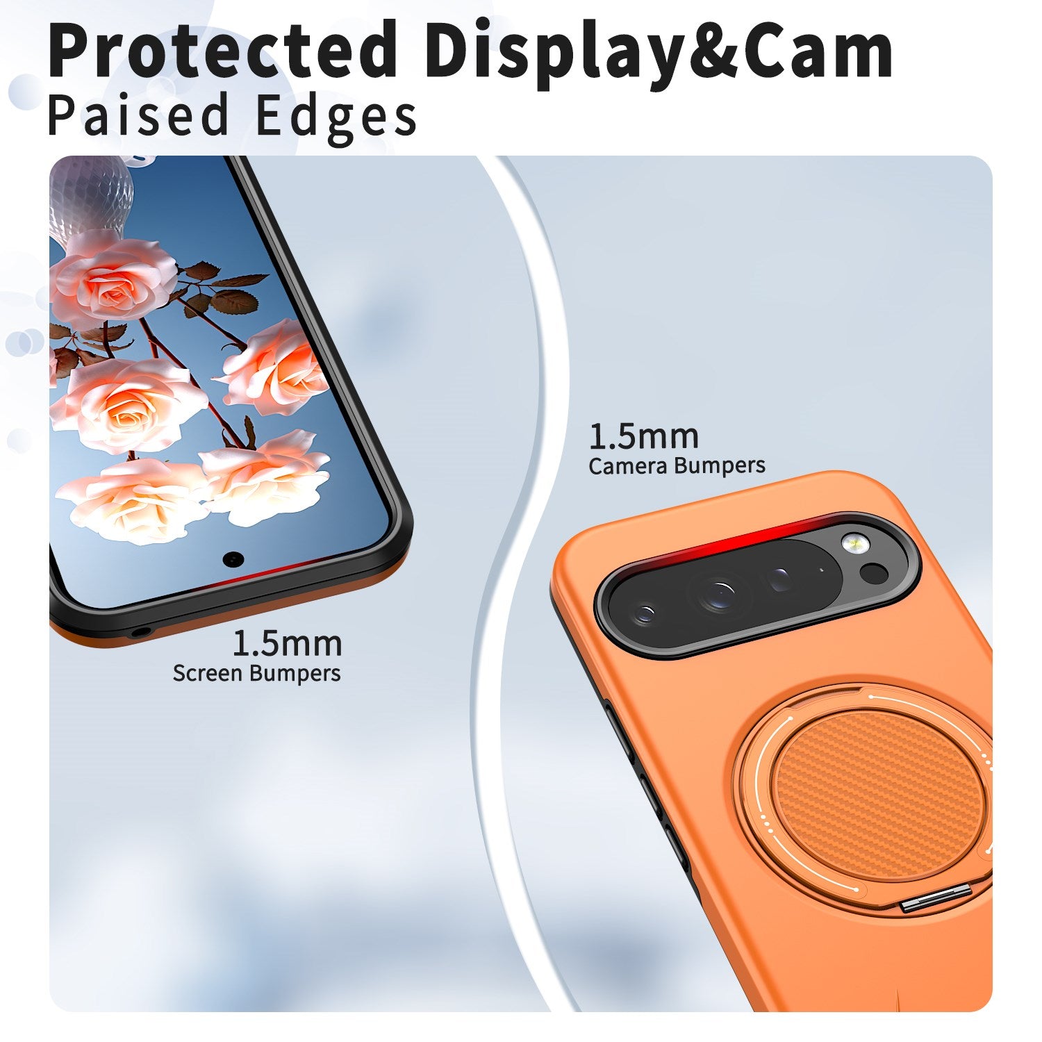 Google Pixel 11 / 11 Pro EIDERWOOD Hybrid Plast Cover m. Roterende Kickstand - MagSafe Kompatibel - Orange