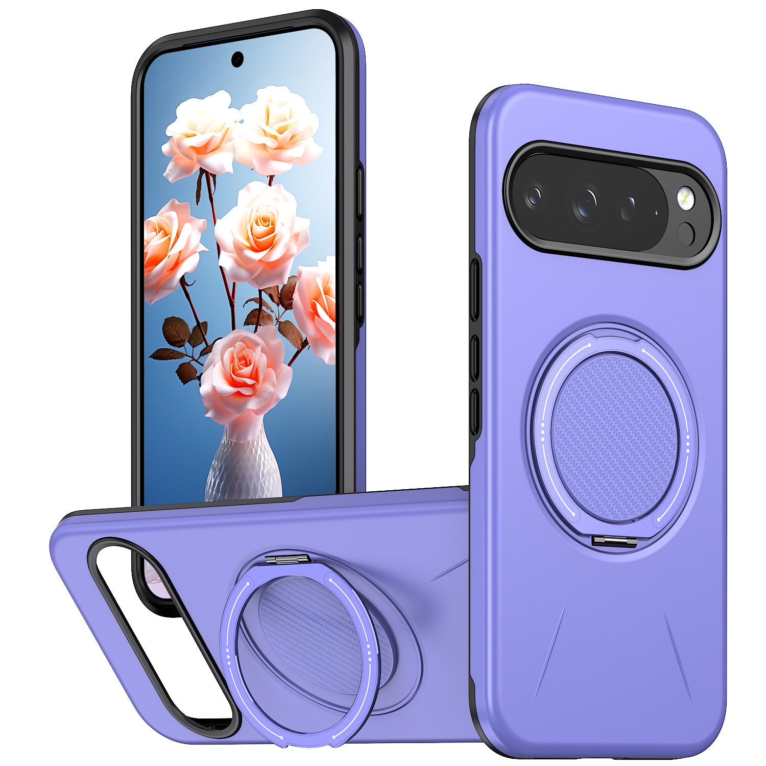 Google Pixel 11 / 11 Pro EIDERWOOD Hybrid Plast Cover m. Roterende Kickstand - MagSafe Kompatibel - Lilla