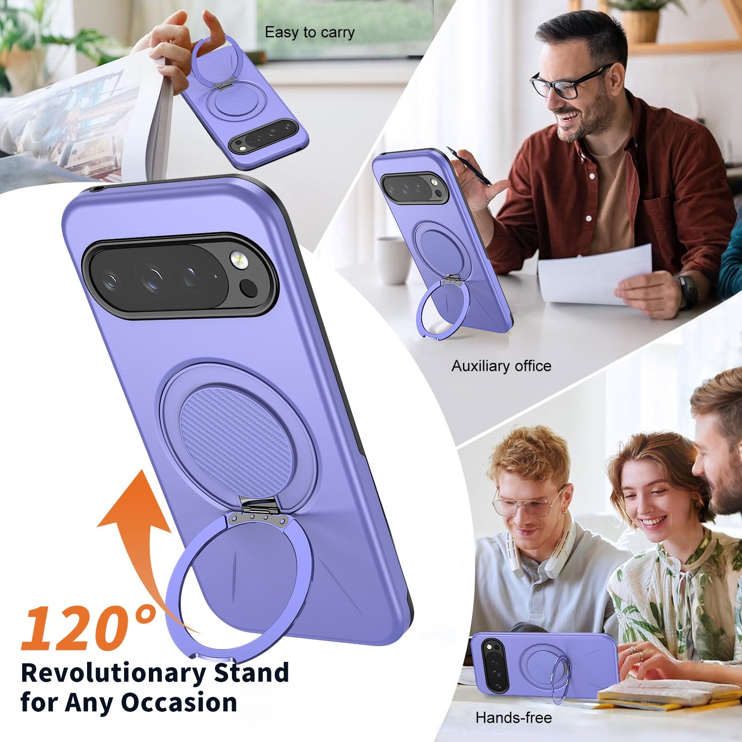 Google Pixel 11 / 11 Pro EIDERWOOD Hybrid Plast Cover m. Roterende Kickstand - MagSafe Kompatibel - Lilla