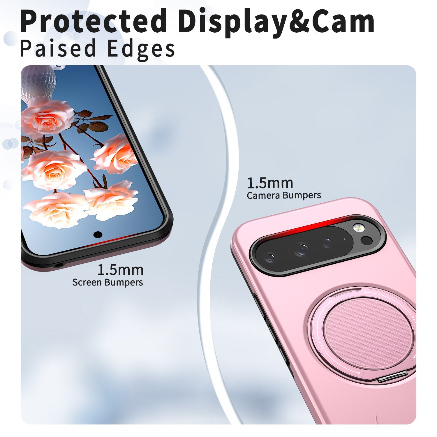 Google Pixel 11 / 11 Pro EIDERWOOD Hybrid Plast Cover m. Roterende Kickstand - MagSafe Kompatibel - Lyserød