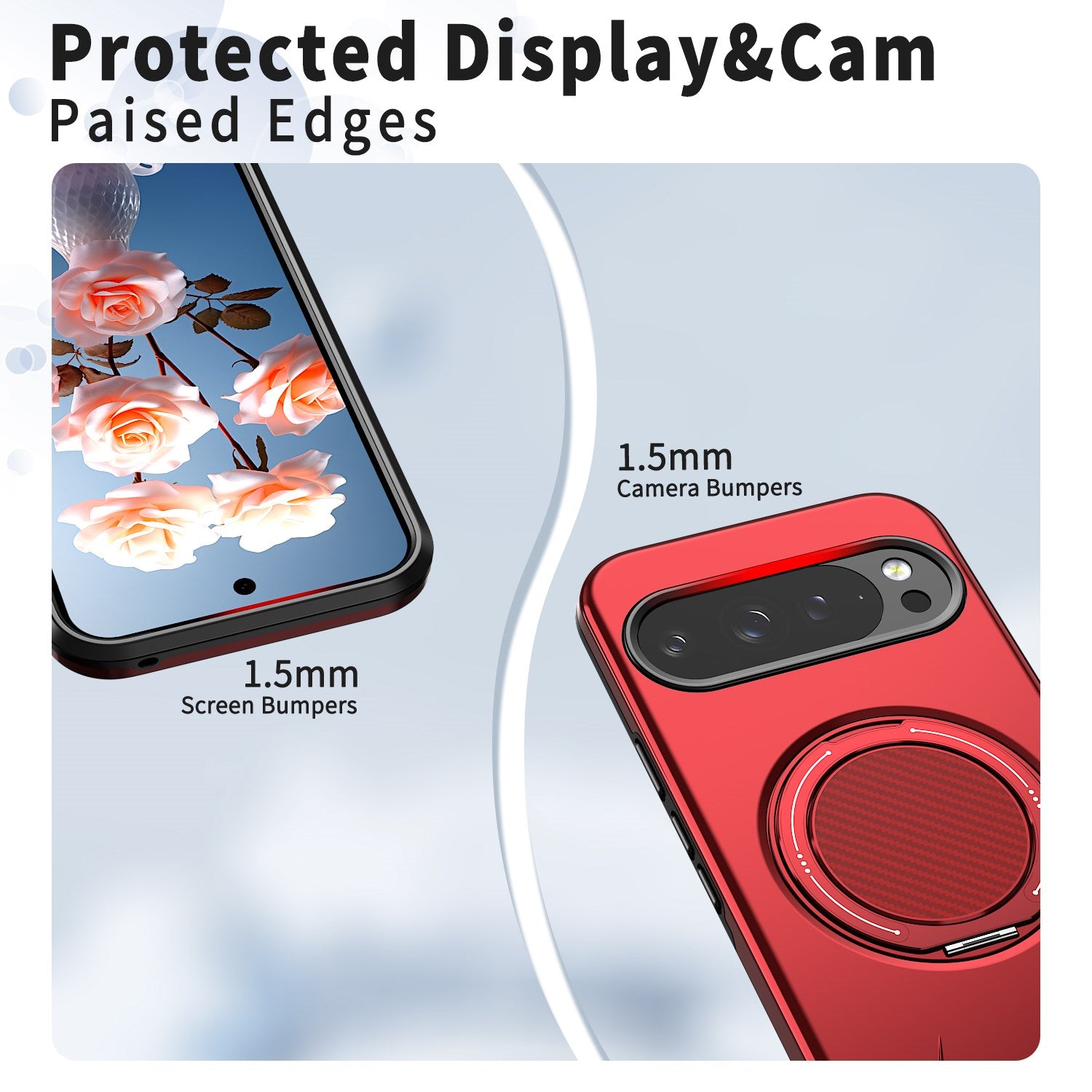 Google Pixel 11 / 11 Pro EIDERWOOD Hybrid Plast Cover m. Roterende Kickstand - MagSafe Kompatibel - Rød