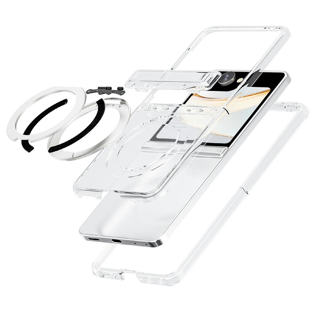 Samsung Galaxy Z Flip8 EIDERWOOD Hybrid Cover m. Roterbar Kickstand - Gennemsigtig