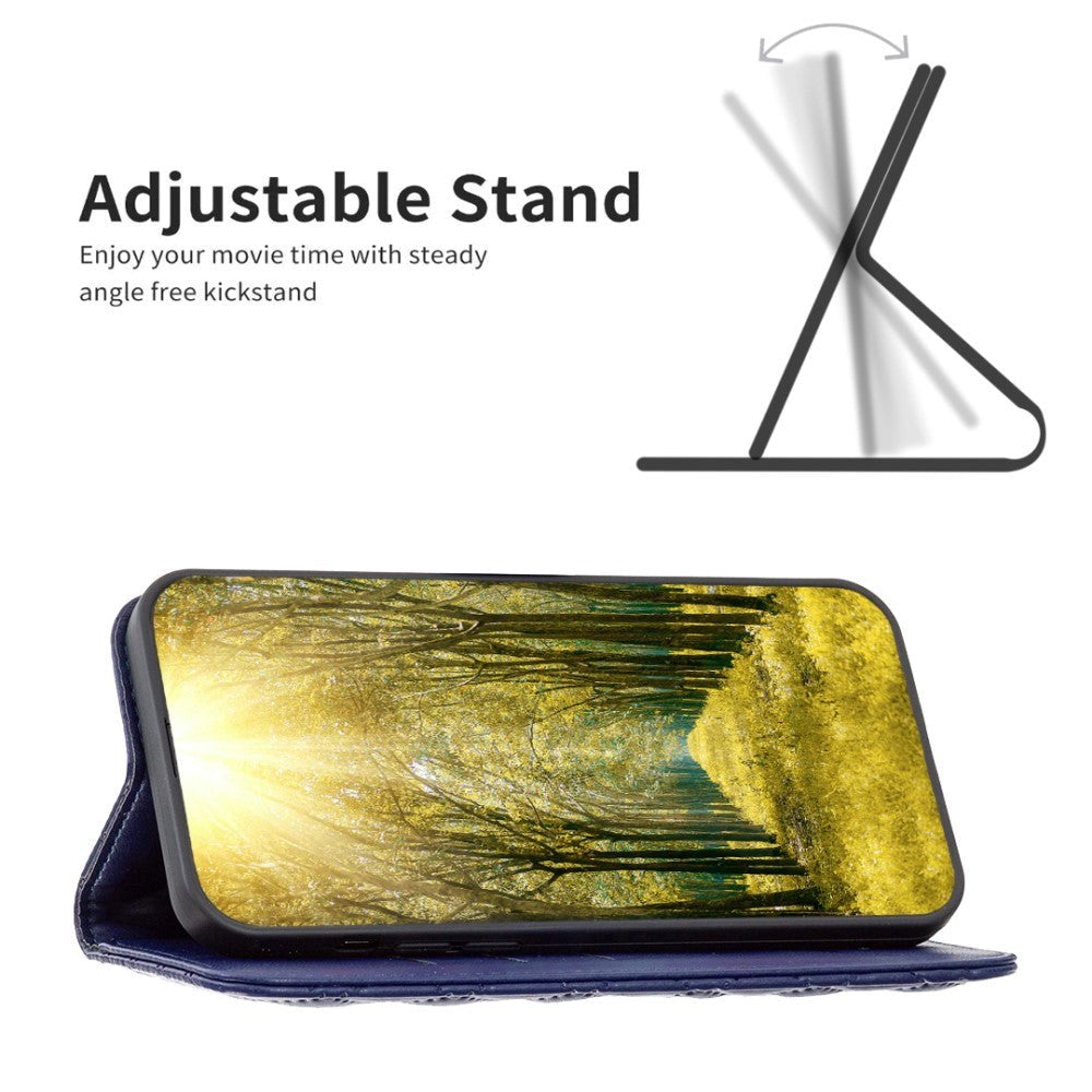 Samsung Galaxy A55 (5G) Blødt Læder Cover m. Kortholdere og Ståfunktion - Blå