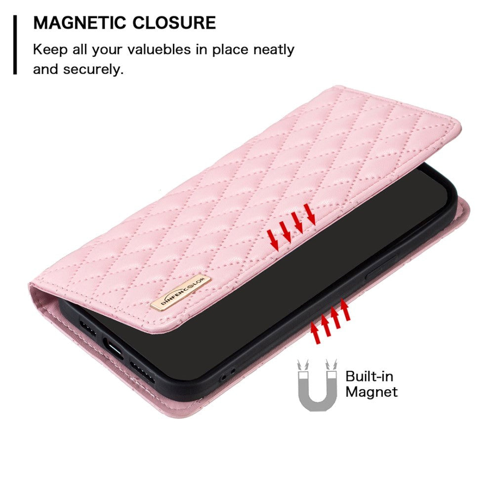 Samsung Galaxy A55 (5G) Blødt Læder Cover m. Kortholdere og Ståfunktion - Lyserød