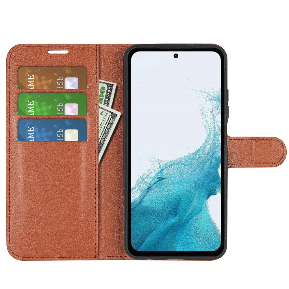 Samsung Galaxy A54 (5G) Ultra Litchi Læder Cover m. Pung - Brun