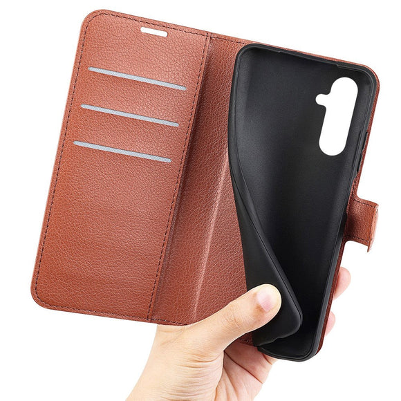 Samsung Galaxy A54 (5G) Ultra Litchi Læder Cover m. Pung - Brun