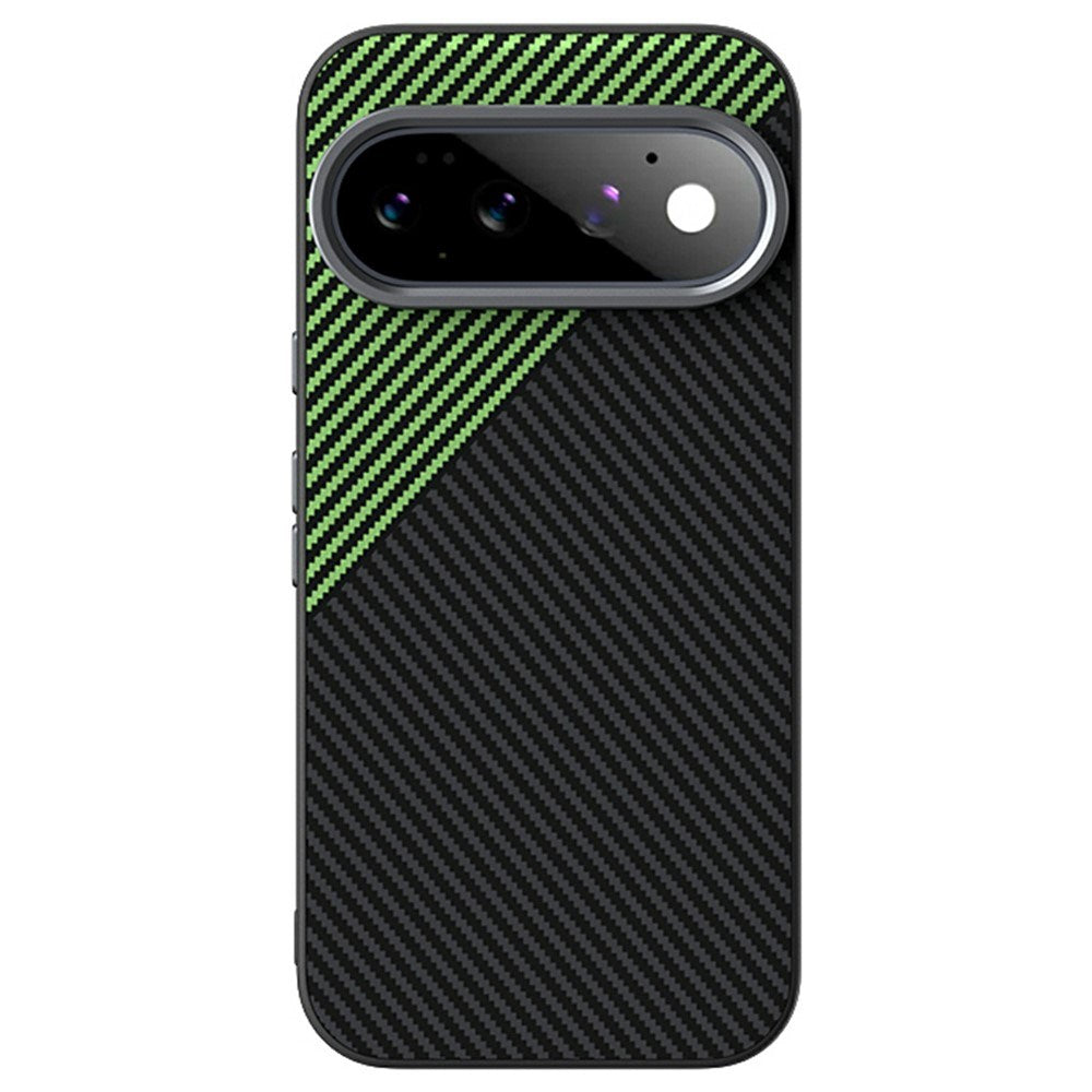 Google Pixel 11 Pro ABEEL Hybrid Cover m. Karbonfibretekstur - Sort / Grøn
