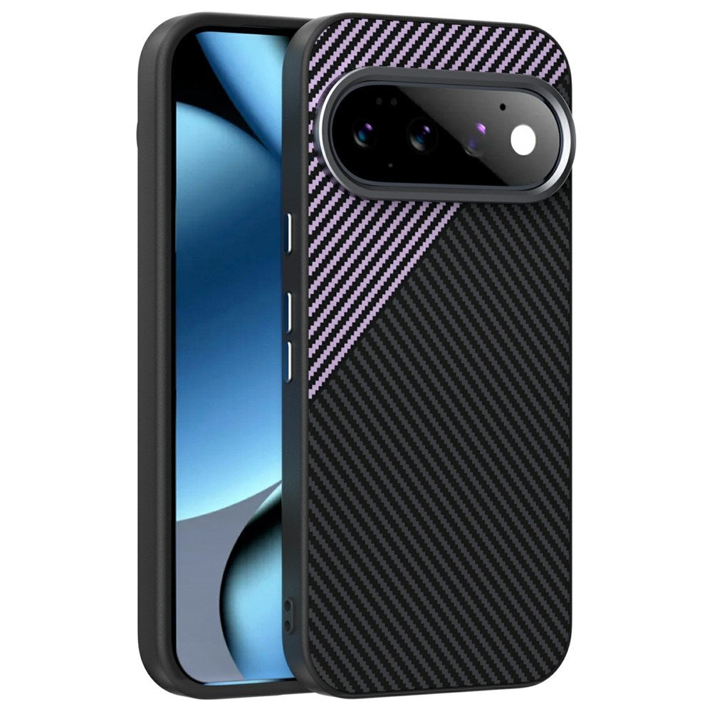 Google Pixel 11 Pro ABEEL Hybrid Cover m. Karbonfibretekstur - Sort / Lilla