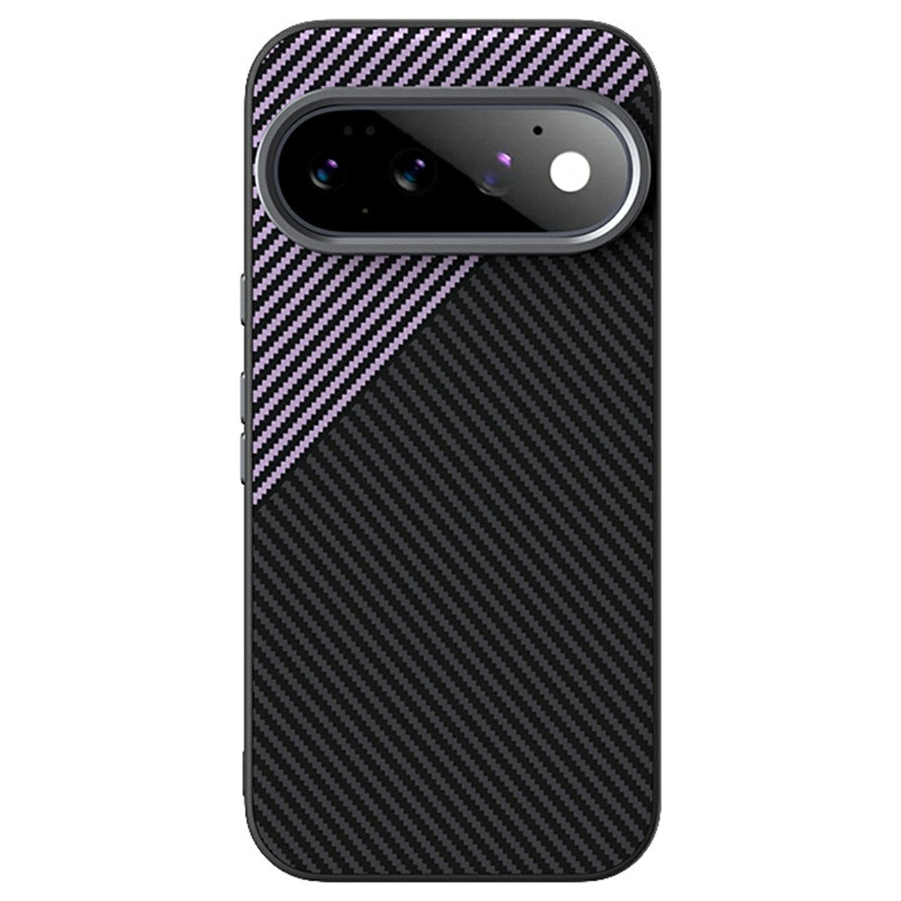 Google Pixel 11 Pro ABEEL Hybrid Cover m. Karbonfibretekstur - Sort / Lilla