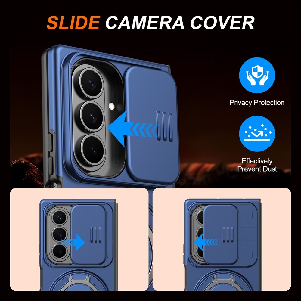 Samsung Galaxy Z Fold8 Ultra / Fold7 EIDERWOOD Hybrid Cover m. 360° Roterbar Kickstand & Kamerabeskyttelse - MagSafe Kompatibel - Blå