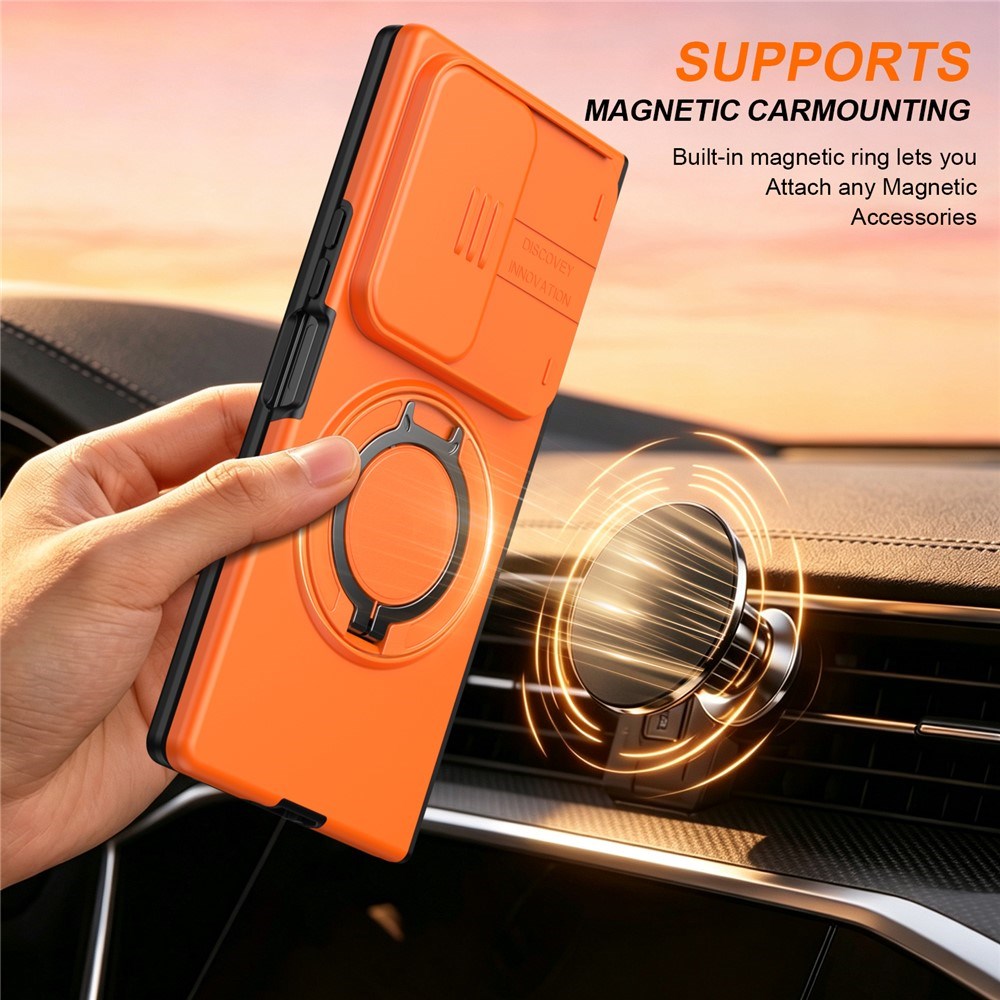 Samsung Galaxy Z Fold8 Ultra / Fold7 EIDERWOOD Hybrid Cover m. 360° Roterbar Kickstand & Kamerabeskyttelse - MagSafe Kompatibel - Orange