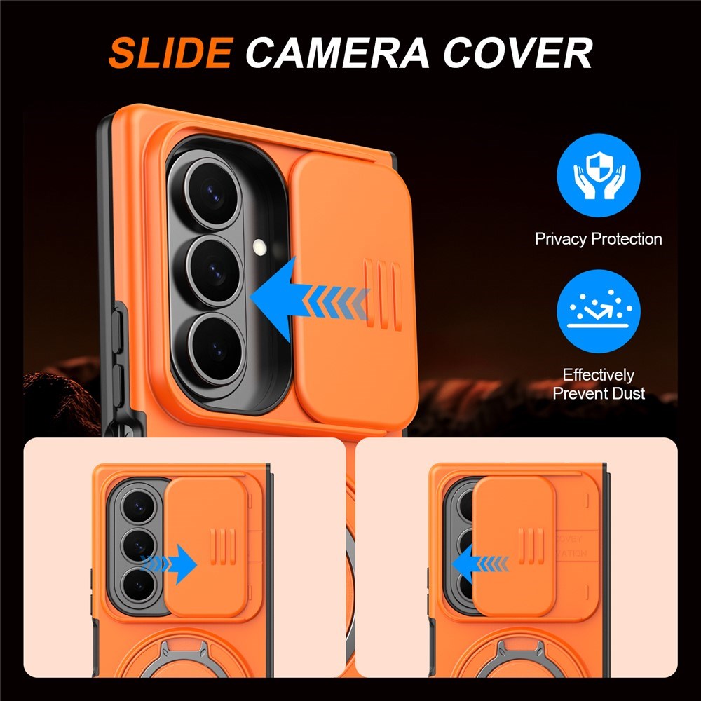 Samsung Galaxy Z Fold8 Ultra / Fold7 EIDERWOOD Hybrid Cover m. 360° Roterbar Kickstand & Kamerabeskyttelse - MagSafe Kompatibel - Orange