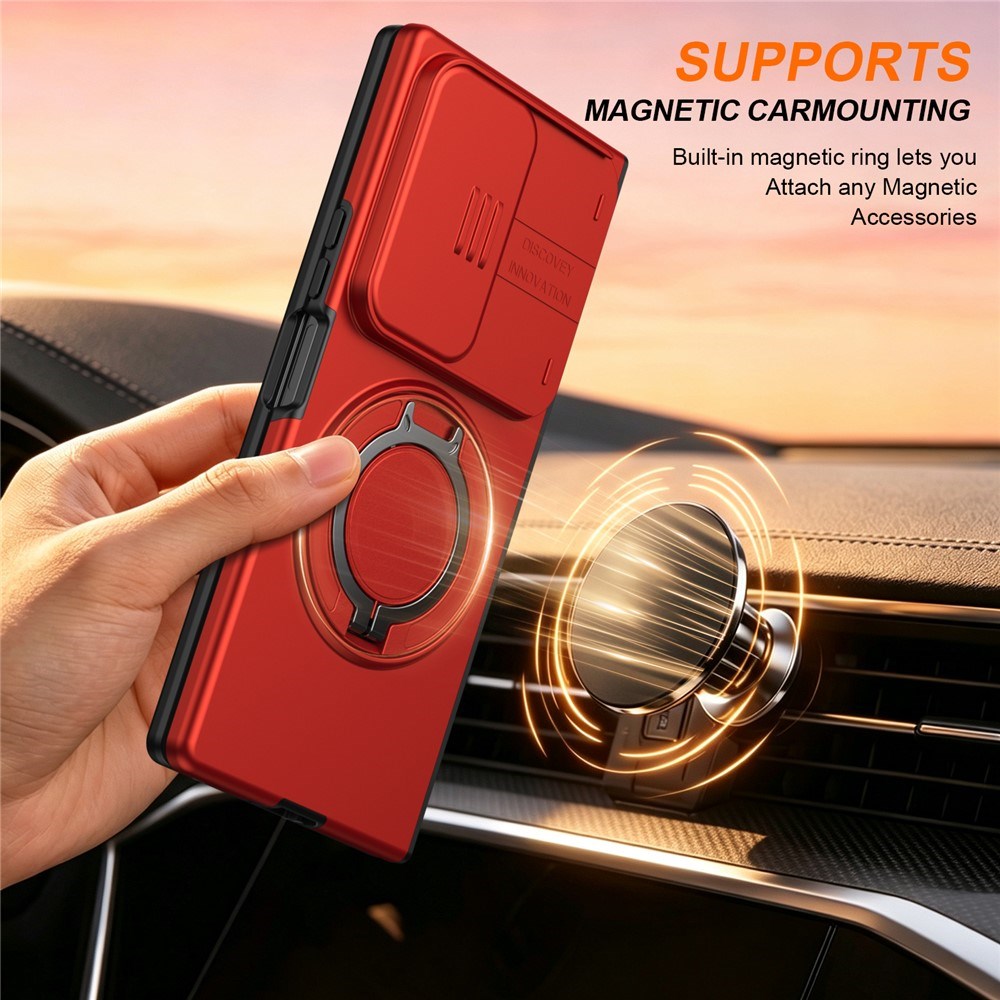 Samsung Galaxy Z Fold8 Ultra / Fold7 EIDERWOOD Hybrid Cover m. 360° Roterbar Kickstand & Kamerabeskyttelse - MagSafe Kompatibel - Rød