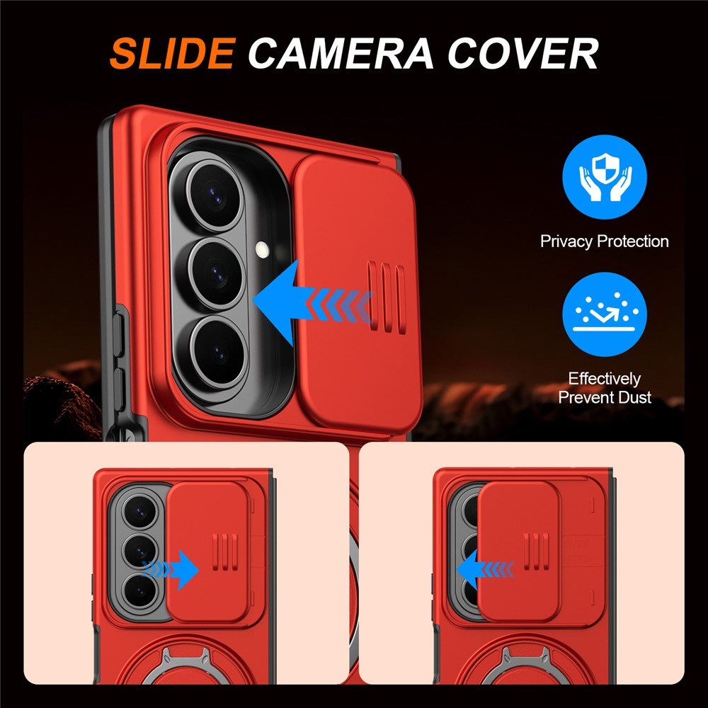 Samsung Galaxy Z Fold8 Ultra / Fold7 EIDERWOOD Hybrid Cover m. 360° Roterbar Kickstand & Kamerabeskyttelse - MagSafe Kompatibel - Rød