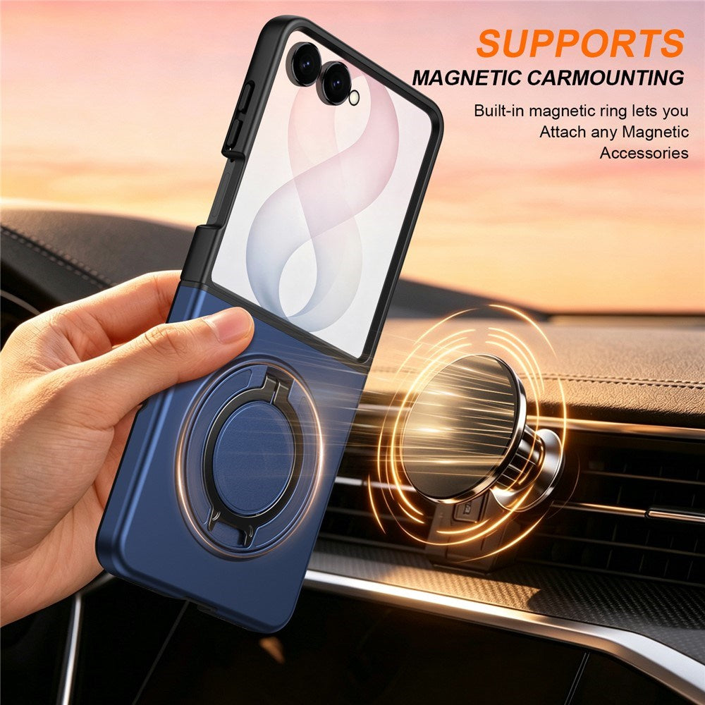 Samsung Galaxy Z Flip8 EIDERWOOD Hybrid Cover m. 360° Roterbar Kickstand - Blå