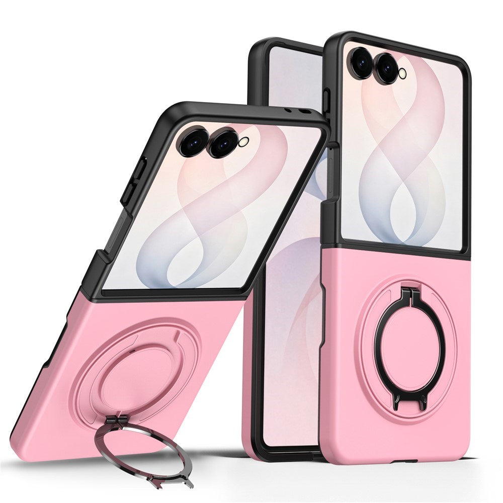 Samsung Galaxy Z Flip8 EIDERWOOD Hybrid Cover m. 360° Roterbar Kickstand - Lyserød